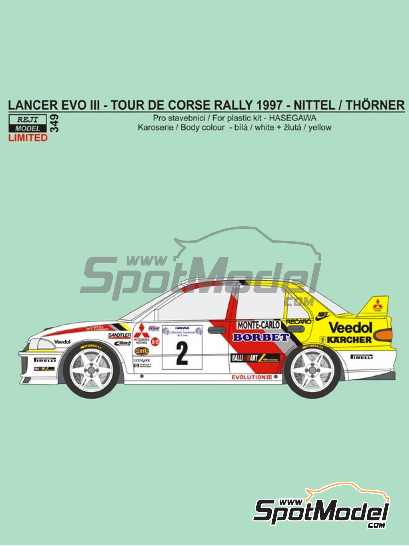 Reji Model 349: Marking / livery 1/24 scale - Mitsubishi Lancer